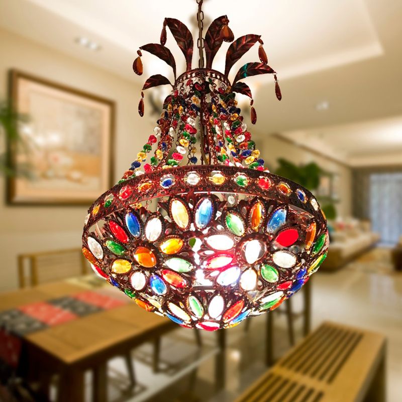 Rust 1 Light Hanging Pendant Antique Metal Teardrop Ceiling Light for Living Room