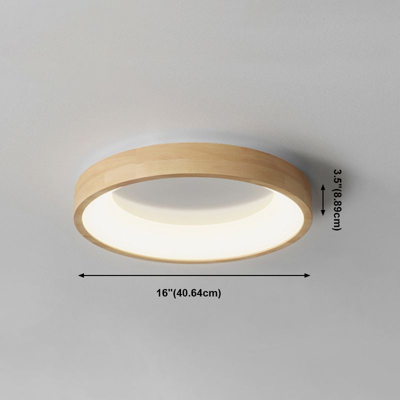 Lampada da Soffitto a LED di Forma Rotonda Stile Moderno Semplice in Legno 1 Luce da Incasso per Sala da Pranzo