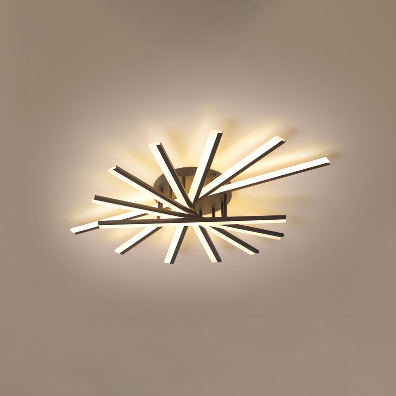 Line Shape LED Ceiling Lamp Modern Iron Flush Mount for Bedroom
