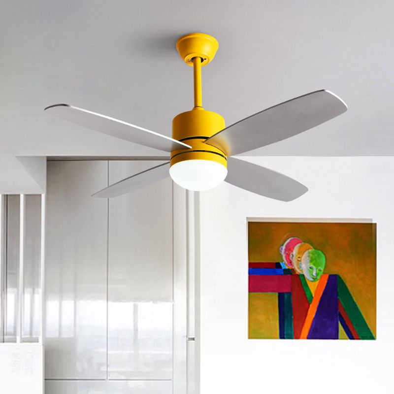 Cylindre Semi Flush Mounted lampe moderne métallique vert / gris / jaune 4 lames LED de ventilateur suspendu léger, 42 "W