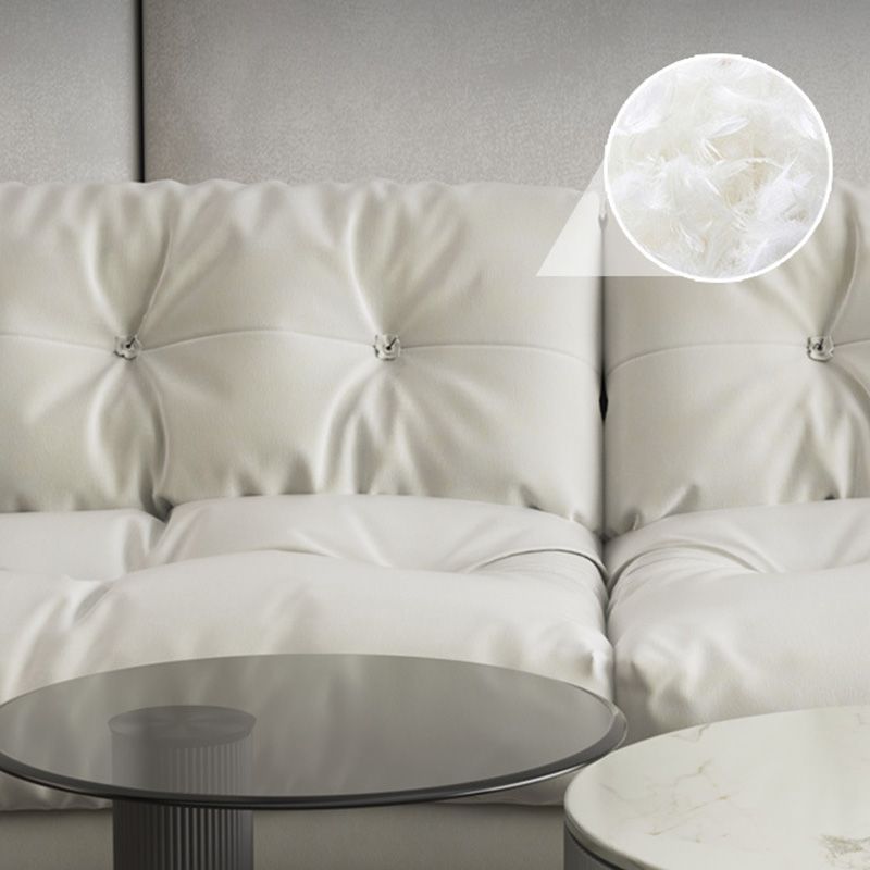Tufted Split-Back Seating Armless Standard Sofa Leather for Apartment