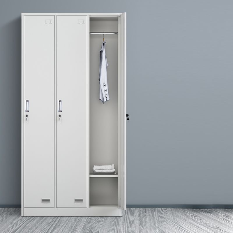 Grey Steel Wardrobe Armoire Contemporary Hinged Wardrobe Cabinet
