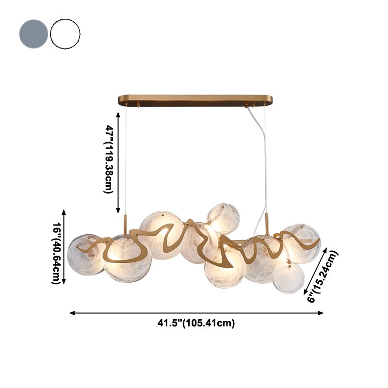 7-Light Unique Shaped Island Light Fixtures Modernism Glass Island Pendant Lights