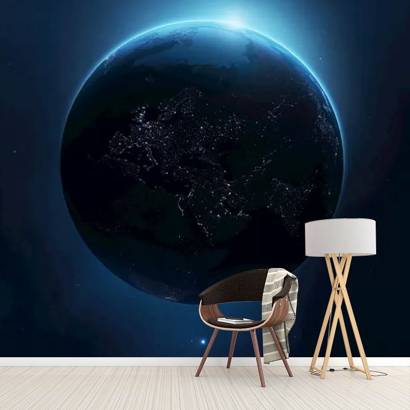Big Planet Wall Mural Decal for Home Decoration Outer Space Wall Art in Blue, Stain-Resistant