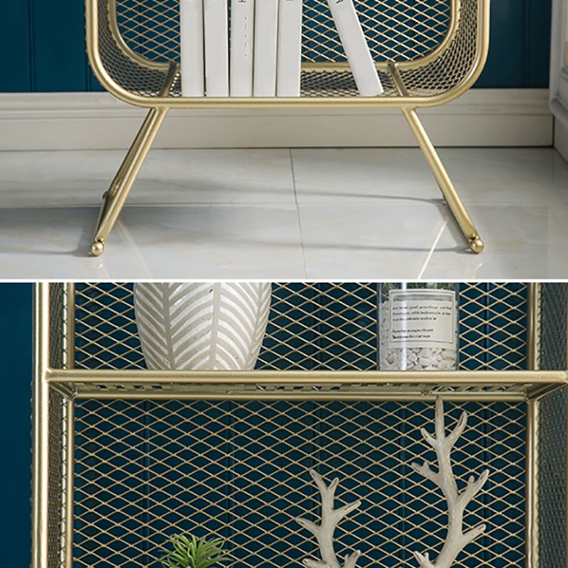 Gold Metal Bookshelf Closed Back Standard Bookcase with Shelves