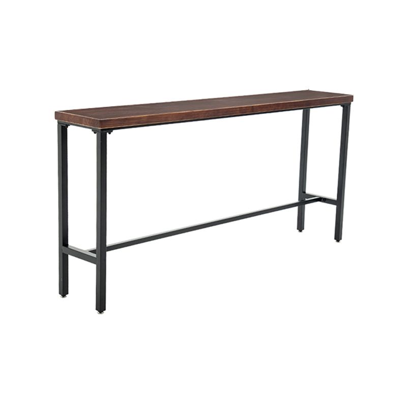 Industrial Rectangle Bar Height Table Solid Wood Bar Table with Trestle Base