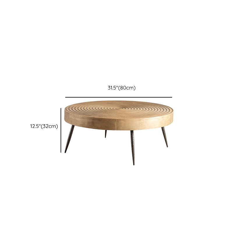 Scandinavian Solid Wood Cocktail Coffee Metal Round Coffee Table