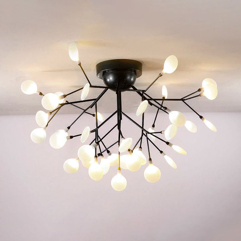 Metallic Tree Branch LED Semi Flush Light Nordic Style Flush Mount Ceiling Chandelier