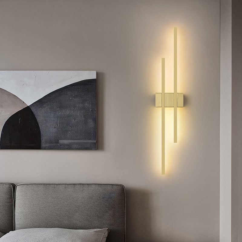 Minimalism Brass Wall Sconce Linear LED Sconce Lighting for Hallway