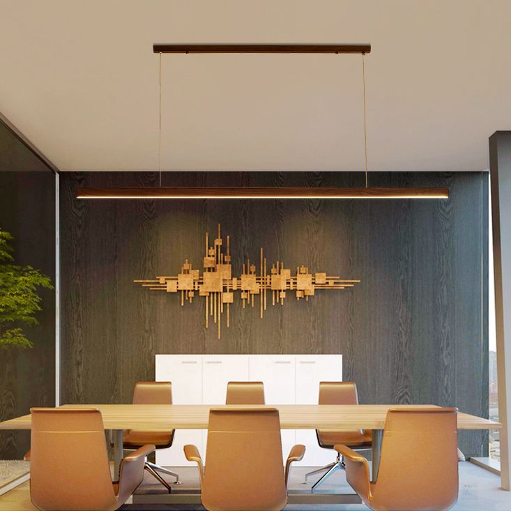 Zeitgenössische Küche Anhänger Leichtes lineares Holz 1 Licht Anhänger Beleuchtung