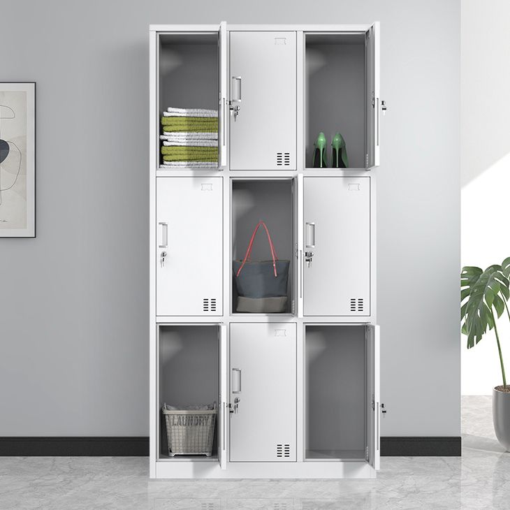 Contemporary Steel Storage Cabinet White Metal Hinged Door Cabinet
