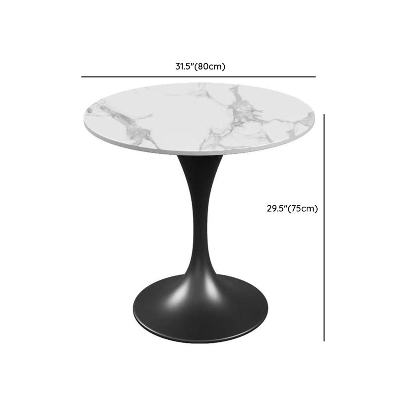 White Stone Dinette Set with Metal Base 1/3/4/5 Pieces Modern Round Table Set