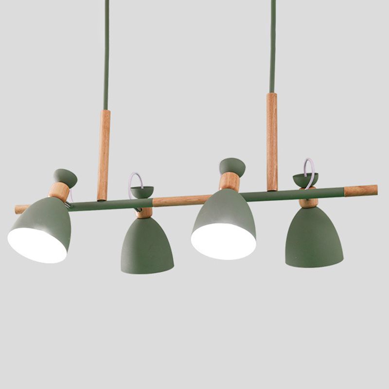 Macaron Cone Pendant Lights Metal 4 Lights Hanging Lamp Kit for Dining Room