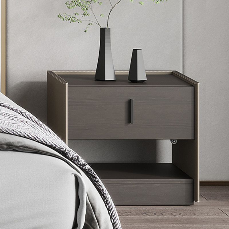 Contemporary Faux Leather 1 - Drawer Nightstand 20" Tall Nightstand