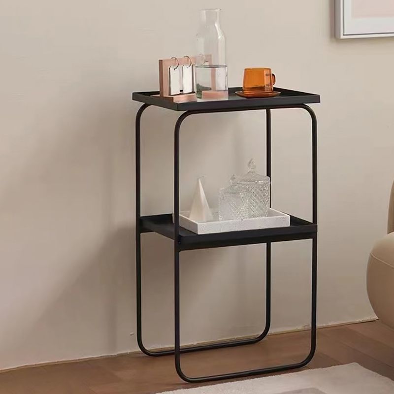 Rectangle Tray Top Side Table Iron Base End Table with Storage