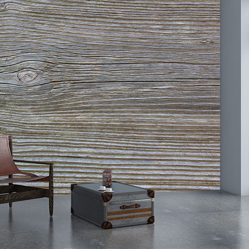 Wood Texture Wall Mural Industrial Style Mildew Resistant for Reading Room