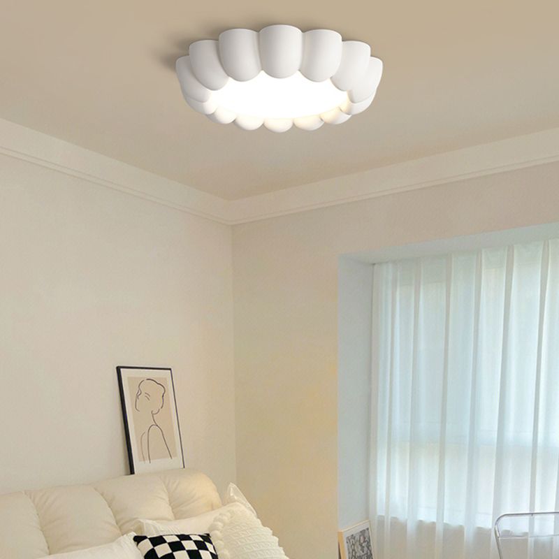 Nordic Style Ceiling Light Fixture Pumpkin Shape Flush Mount with Resin for Bedroom