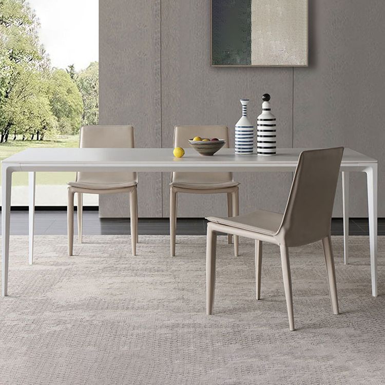 Leather Dining Chair Minimalist Design Solid Back Armless Dining Chair