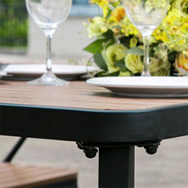 Modern Wood Patio Dining Table 1/3/5/7 Pieces Geometric Outdoor Dining Set