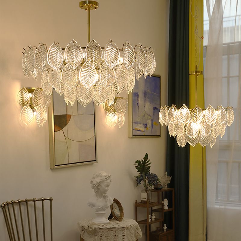 Contemporary Style Geometry Pendant Chandeliers Glass Hanging Pendant Lights in Gold