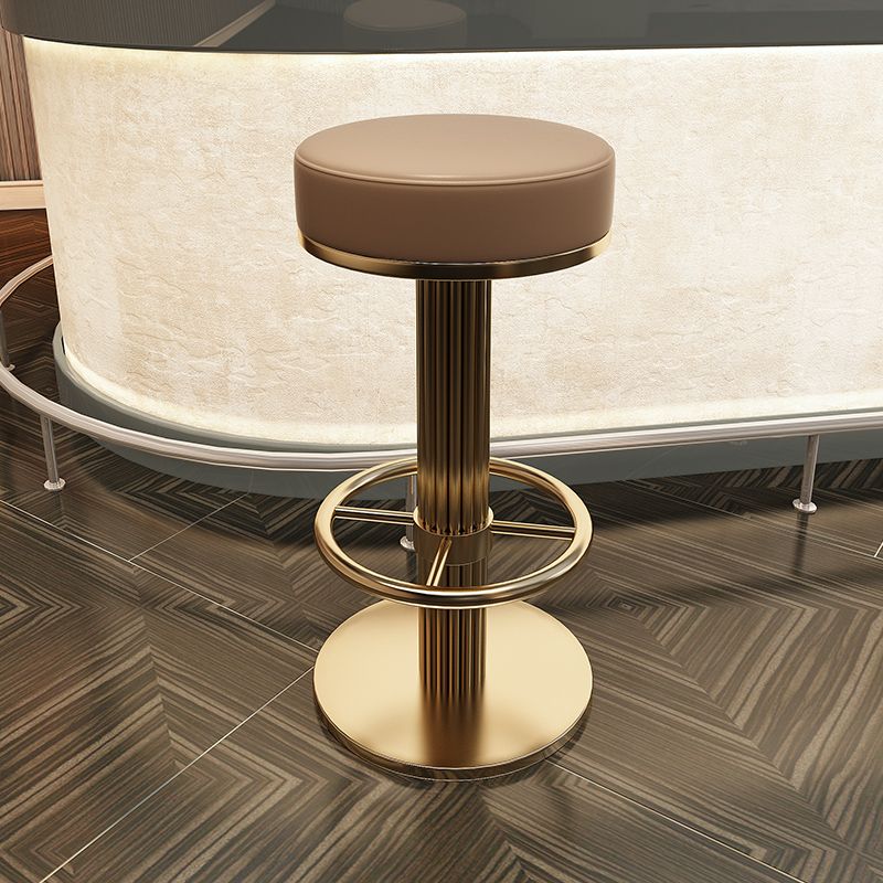 Glam Leather Bar Stool Adjustable Gold Base Counter Stool for Bristol