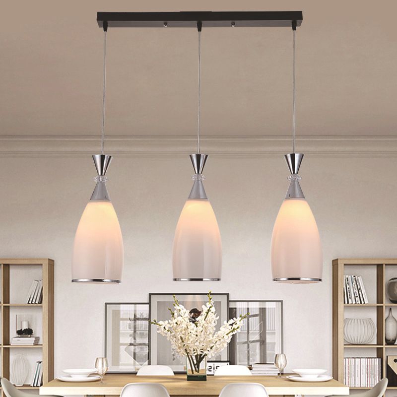 Modern Pendant Light Fixture White Conical Hanging Light Fixture with Glass Shade