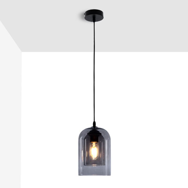 Glass Cylindrical Pendant Lighting Modern Style Hanging Pendant Light for Dinning Room