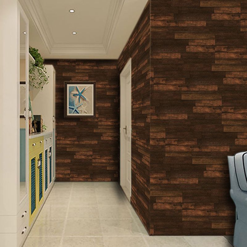 Industrial Faux Brick Stick Wallpapers in Dark Brown Kitchen Wall Art, 3.4-sq ft (4 Pieces)