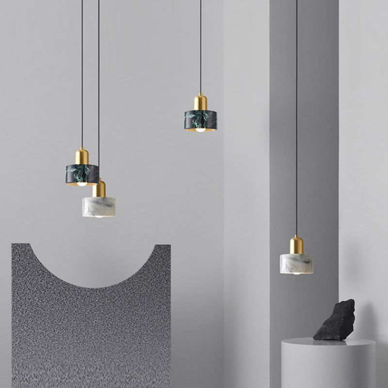 1 Light Pendant Light Modern Style Geometric Shape Stone Hanging Lamp for Bedside