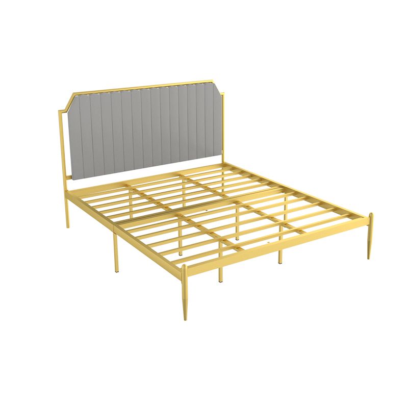 Contemporary Scooped Panel Headboard Bed with Metal Legs in Iron
