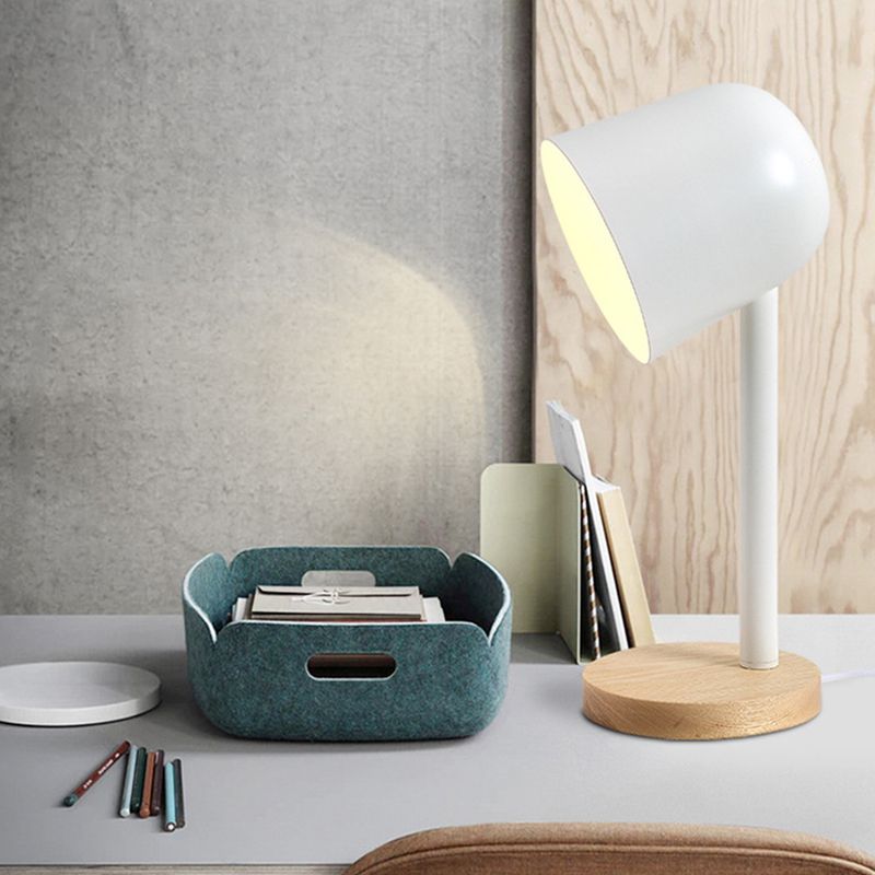 Weiß/blau/grün -gewölbter Lesebuch Light Minimalism Style 1 Light Metallic Schreibtischlampe mit Holzbasis
