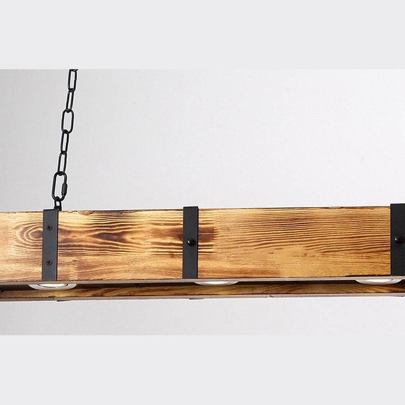 Linear Wood Island Lighting Industrial Loft Vintage Ceiling Lights for Bar