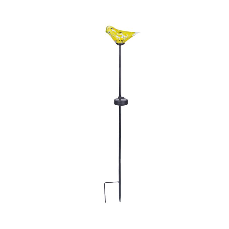 Bird Garden Decoration Stake Lamp Blue/Yellow/Orange Glass Modernist LED Solar Path Light in Black