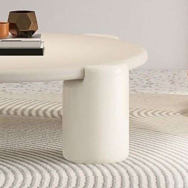 Round Wood Coffee Table White 4 Legs Cocktail Table for Home