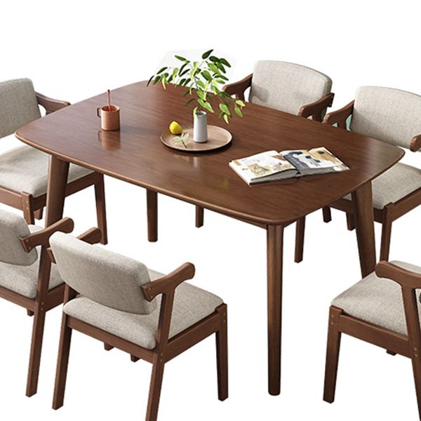 Mesa de comedor de madera sólida de estilo de goma moderno Mesa rectangular con 4 patas para comedor