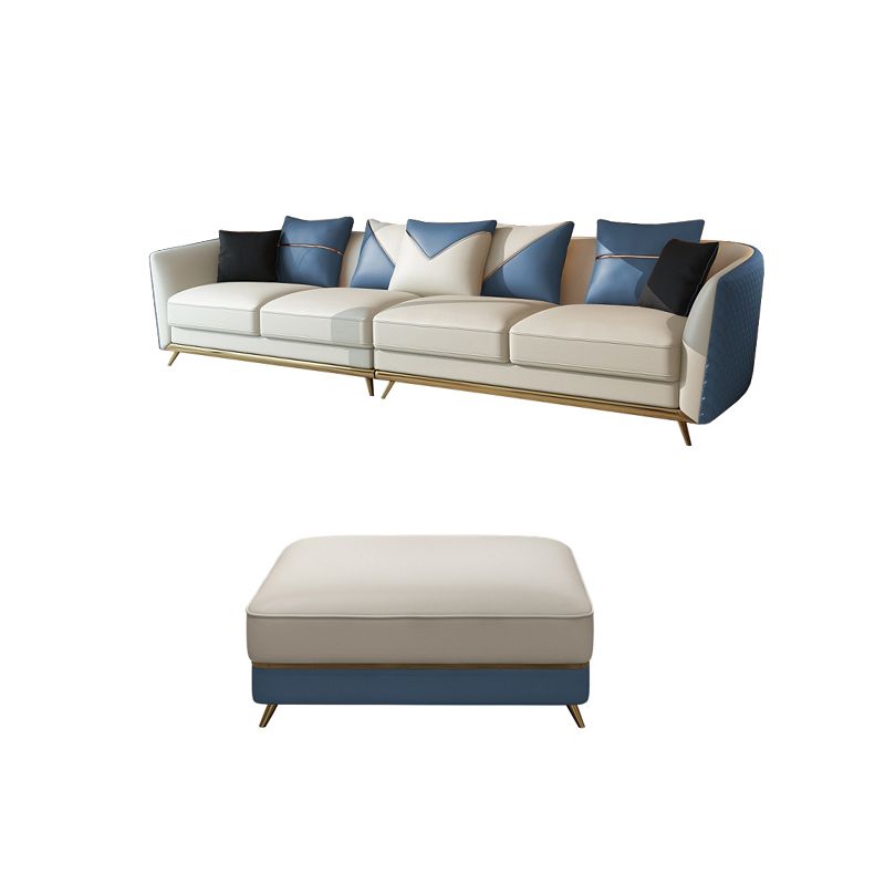 Leather Tuxedo Arm Sectional Sofa 29.53"High Modern Cushion Back Sofa