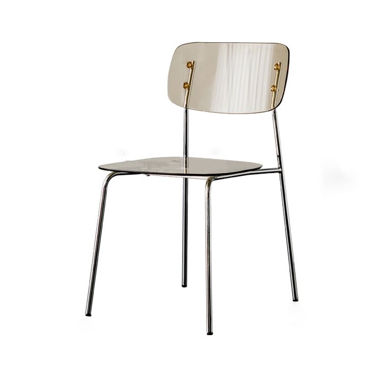 Glam Style Plastic Dining Armless Chairs Stacking Open Back Dining Chair