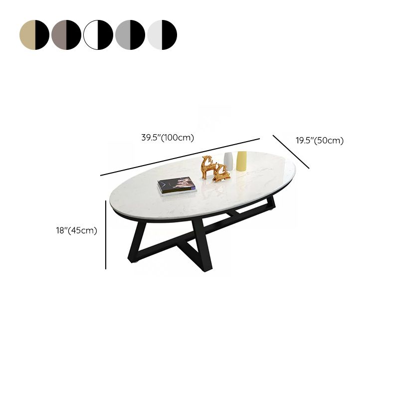 Contemporary Coffee Table Oval Single Stone Coffee Cocktail Table