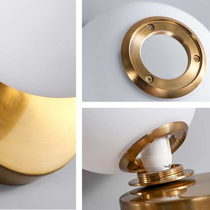 Ball Shade Glass Wall Sconce Modern Style Single Light Wall Mounted Light in Brass
