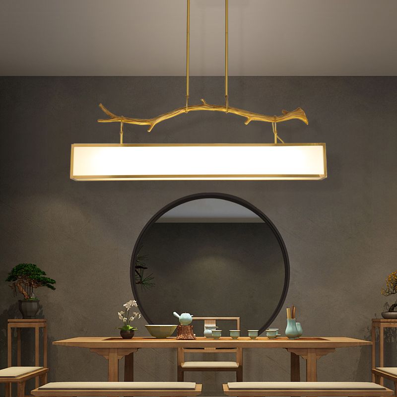 Accesorio de iluminación de la isla rectángulo metal moderno luz colgante de luz individual
