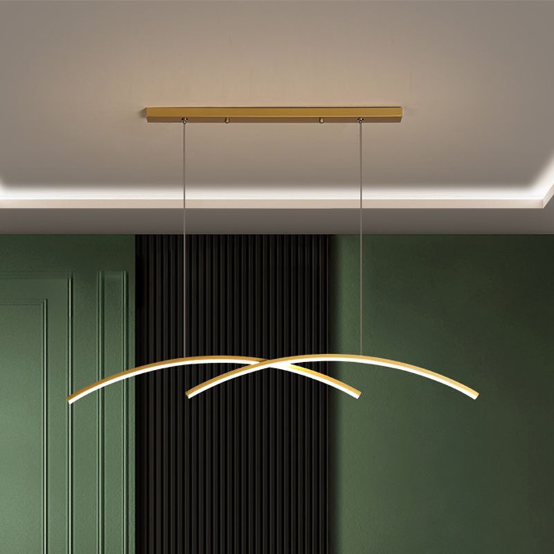 Contemporary Island Light Linear Metal 2 Light Island Lights for Kitchen