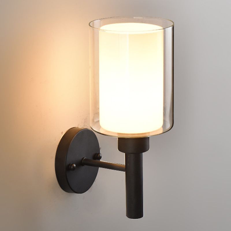 Modern Vanity Lamp Cylinder Glass Wall Light Fixture for Bathroom
