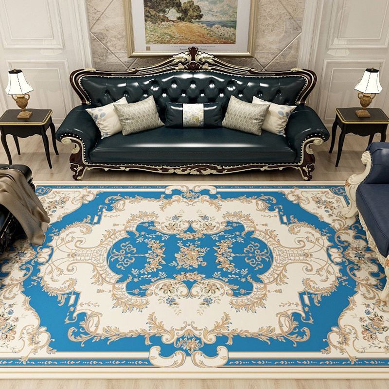 Multi-Colored Moroccan Rug Synthetics Jacquard Pattern Rug Washable Stain Resistant Non-Slip Carpet for Lounge