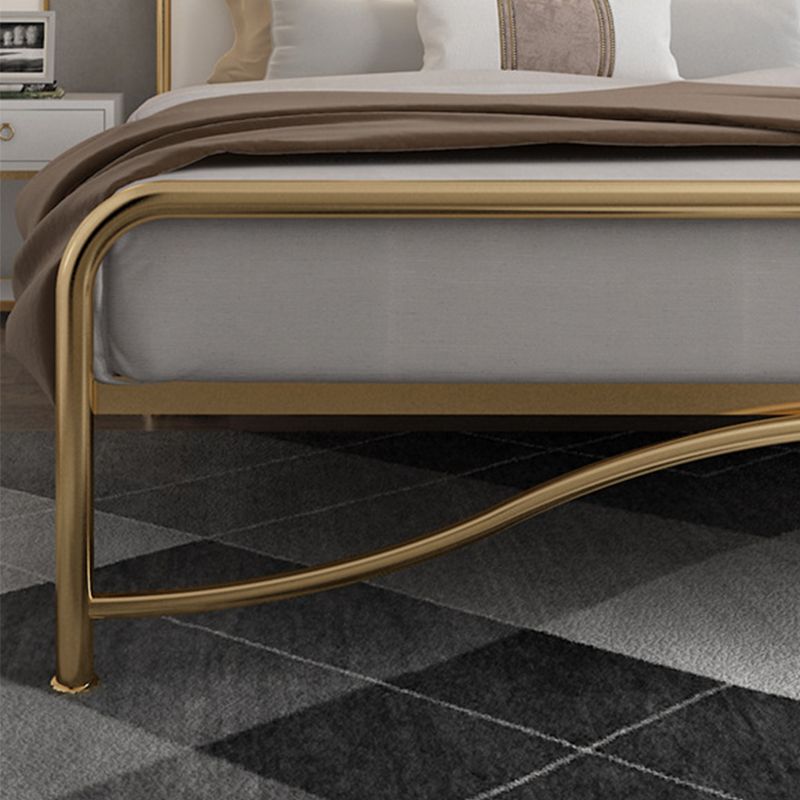 Glam Metal Open-Frame Bed with Rectangular Upholstered Headboard