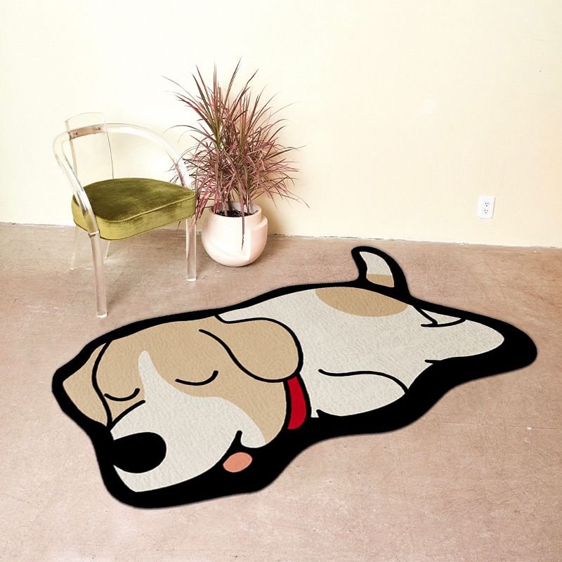 Orange Indoor Room Carpet Casual Animal Area Carpet Polyester Anti-Split Backing Rug