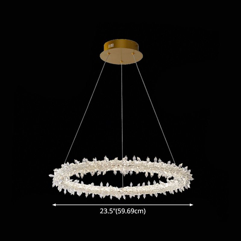 Modern Flower Ring Chandelier Light Fixtures Crystal Hanging Light Kit for Living Room