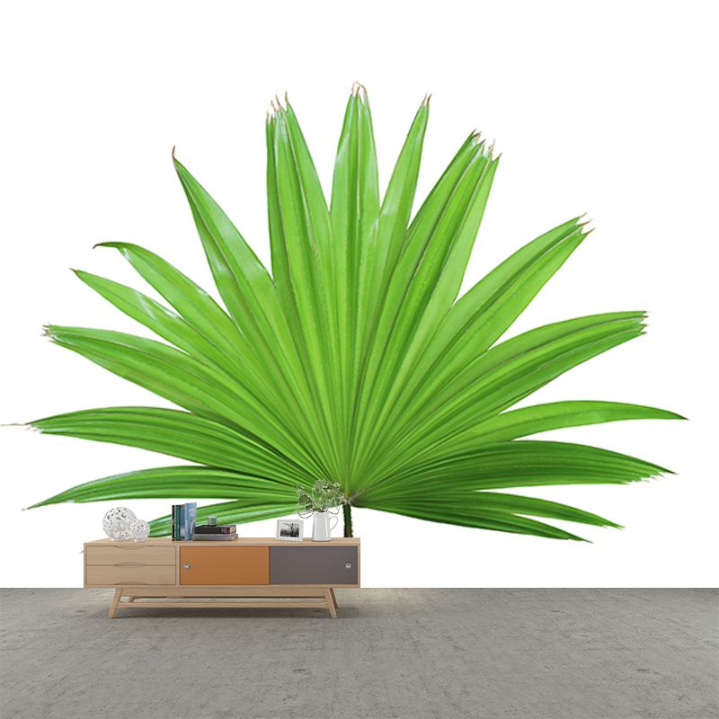 Tropical Leaves Mural Soft Color Stain Resistant Wall Art for Living Room