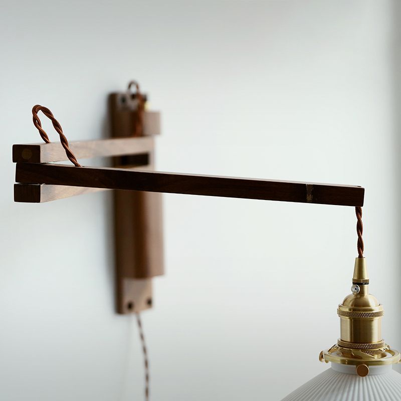 Wood Flared Wall Lighting Contemporary Style 1 Light Wall Light Fixture in White