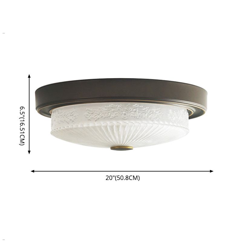 Luminaire de plafond de chambre à coucher en verre transparent en forme de tambour de style colonial