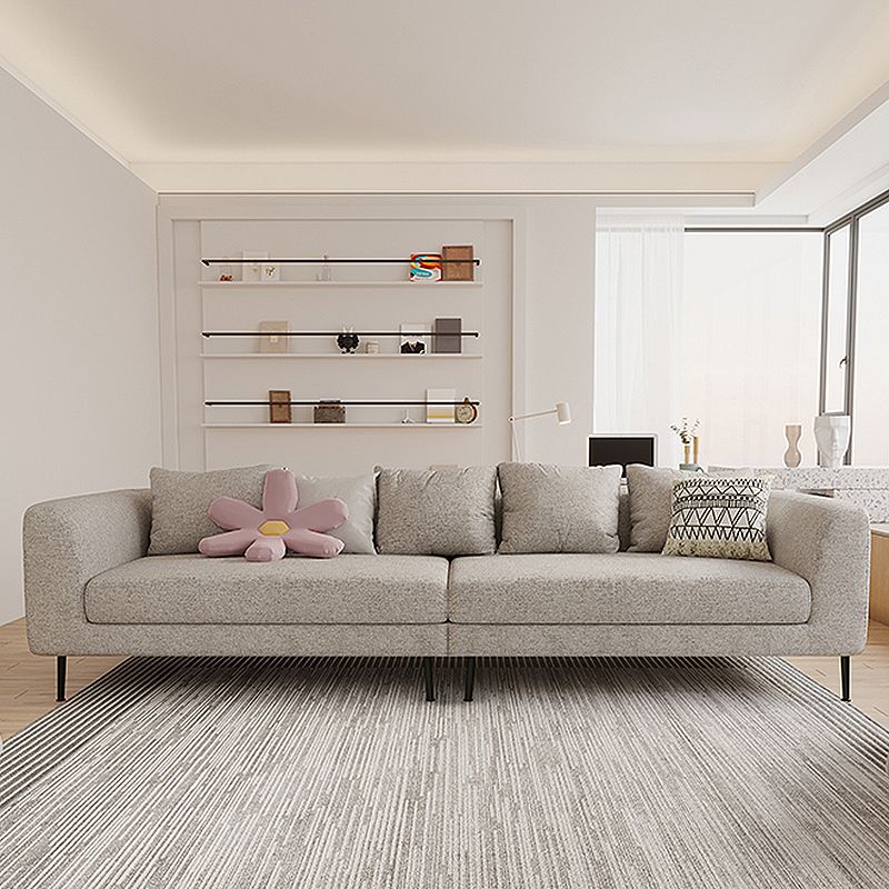 Modern Cotton Square Arm Sofa Pillow Back Settee for Living Room